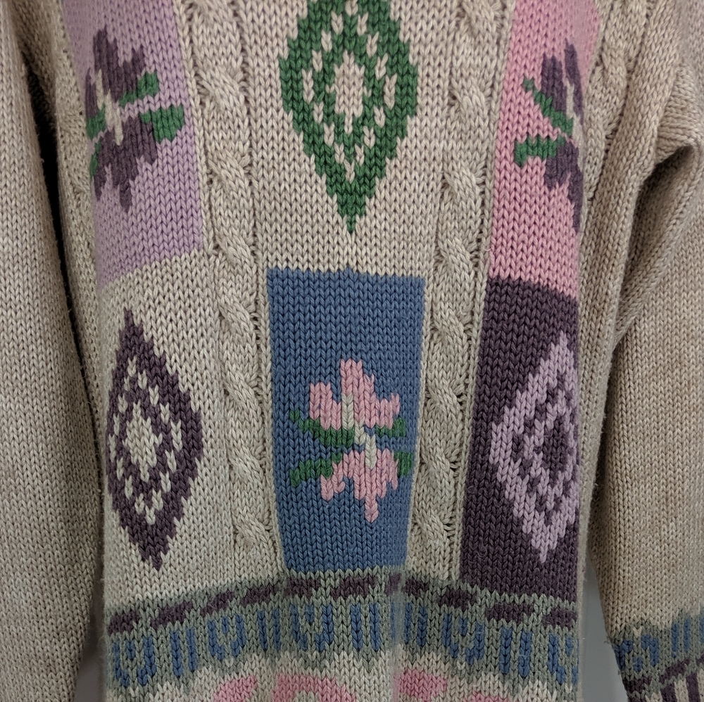 Vintage Cottage Core Granny Chic Patchwork Sweater - image 7